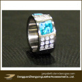 Blue Stainless Steel Diamond Fashion Ring (ZY-A75)